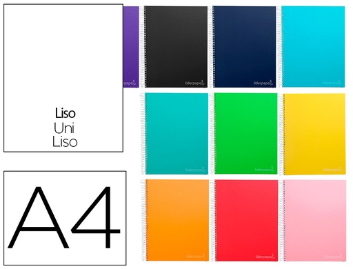 [9757] Cuaderno espiral liderpapel a4 micro jolly tapa forrada 140h 75 gr liso 5 bandas 4 taladros colores surtidos