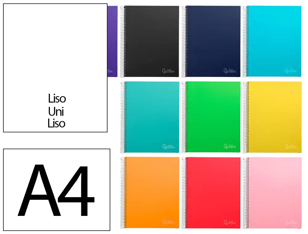 [9757] Cuaderno espiral liderpapel a4 micro jolly tapa forrada 140h 75gr liso 5 bandas 4 taladros colores surtidos