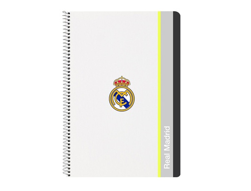 [243917] Cuaderno espiral safta folio 80h 60gr cuadro 4mm tapa extradura real madrid 1 equipacion 25/26