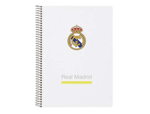 [243916] Cuaderno espiral safta cuarto 80h 60gr cuadro 4mm tapa extradura real madrid 1 equipacion 25/26