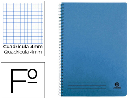 [27781] Cuaderno espiral liderpapel folio 100h cuadro 4mm tapa azul con margen 70 gr