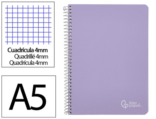 [172261] Cuaderno espiral liderpapel a5 witty tapa dura 80h 90gr cuadro 4mm con margen color violeta