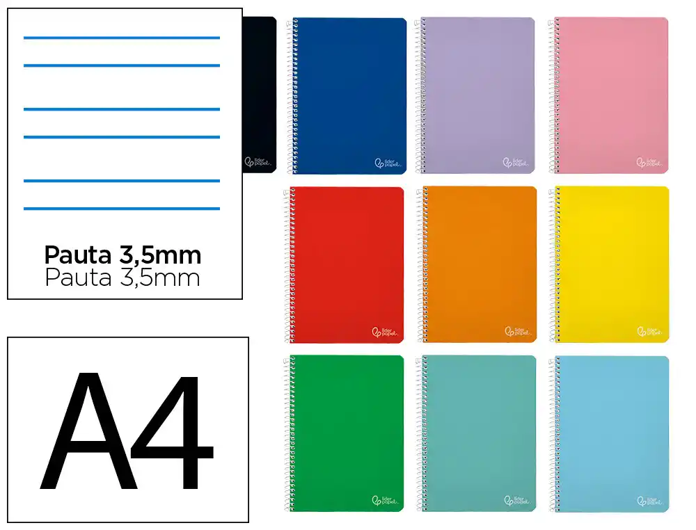 [171922] Cuaderno espiral liderpapel a4 witty tapa dura 80h 90gr pauta 3,5mm con margen colores surtidos