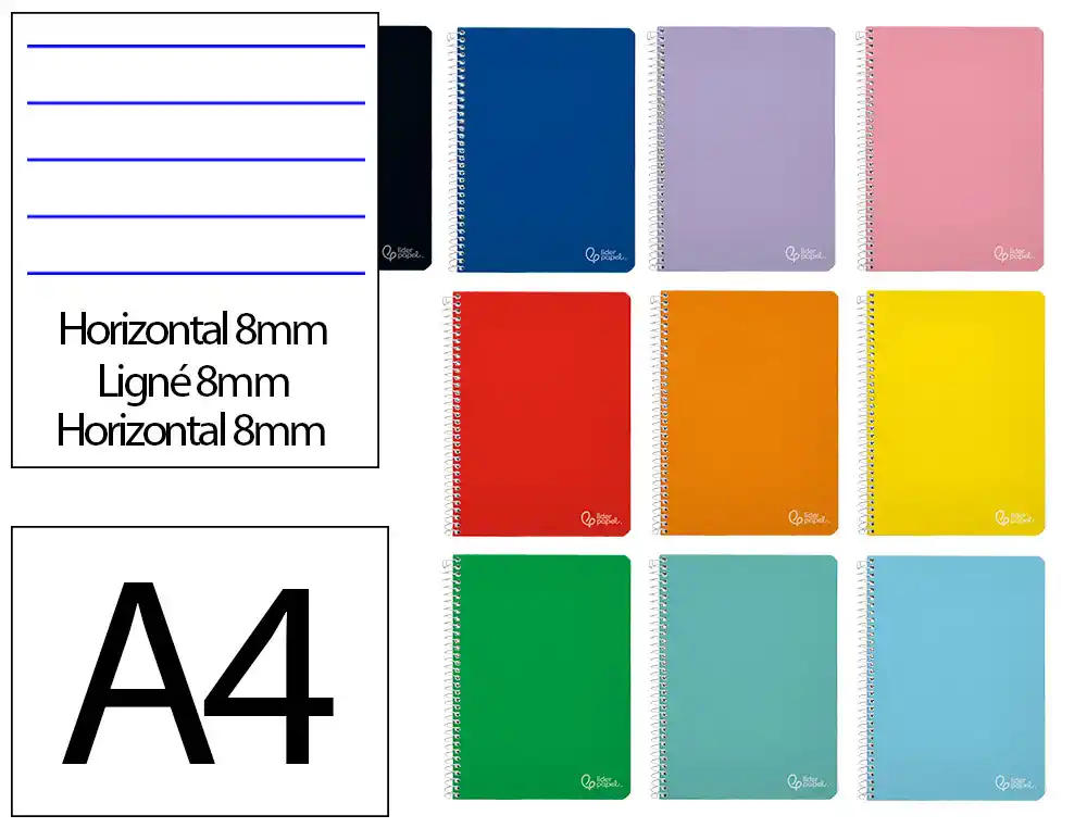 [171920] Cuaderno espiral liderpapel a4 witty tapa dura 80h 90gr rayado horizontal 8mm con margen colores surtidos
