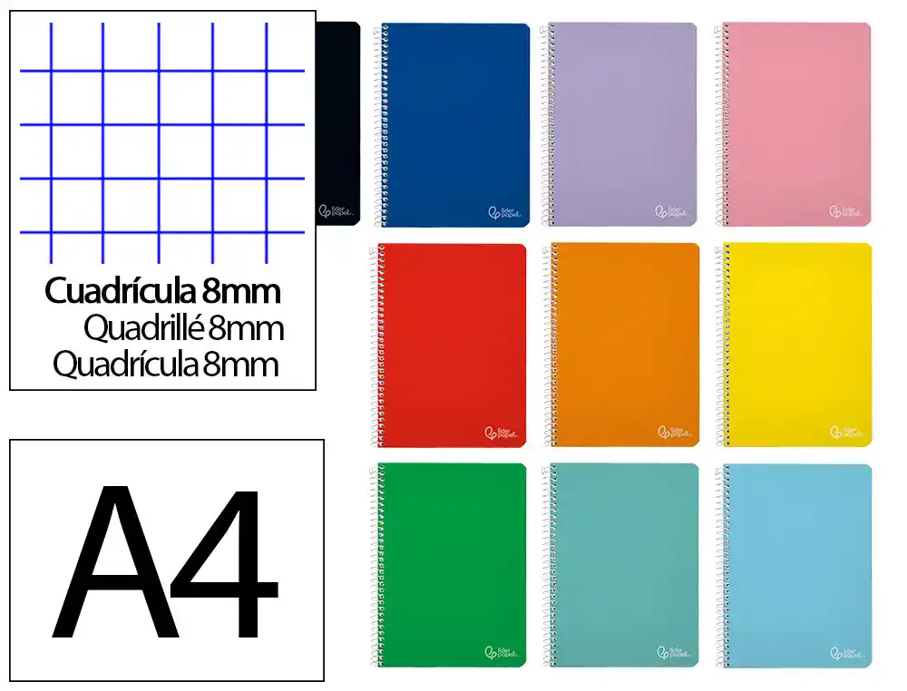 [171919] Cuaderno espiral liderpapel a4 witty tapa dura 80h 90gr cuadro 8mm con margen colores surtidos