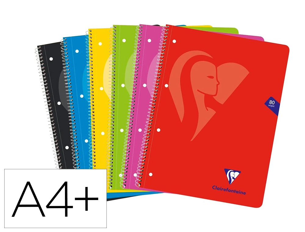 [170774] Cuaderno espiral clairefontaine tapa blanda din a4+ micro 80h 4 tal 90 gr cuadro 5 mm colores surtidos