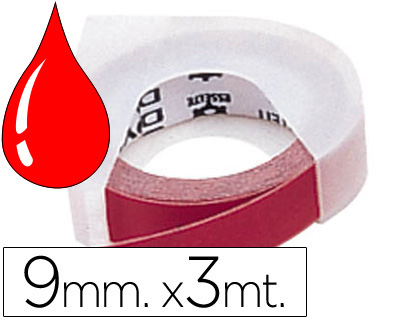 [2115] Cinta dymo 3d 9mm x 3 mt roja tradicional