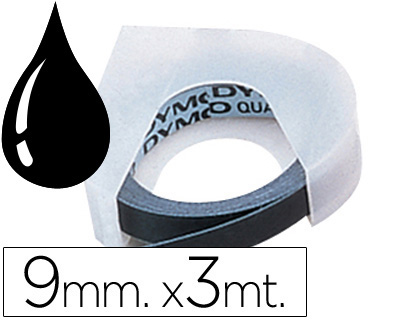 [2113] Cinta dymo 3d 9 mm x 3 mt negra tradicional