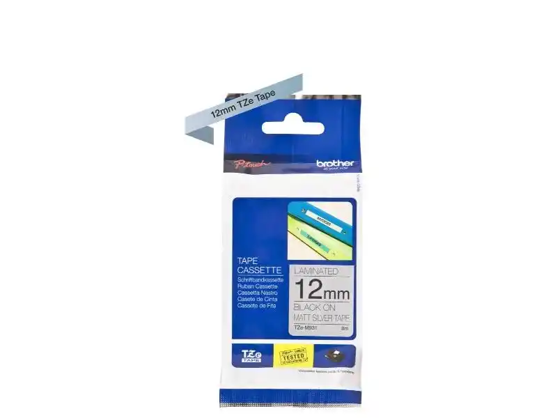 [503669] Cinta para etiquetadores brother cinta rotuladora plata / negro 12