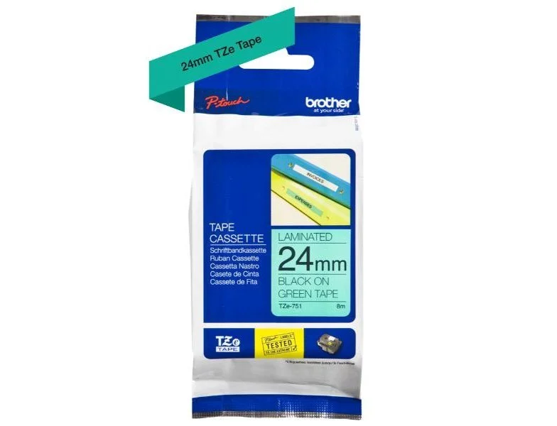 [503649] Cinta para etiquetadores brother cinta rotuladora verde/negro 24mm