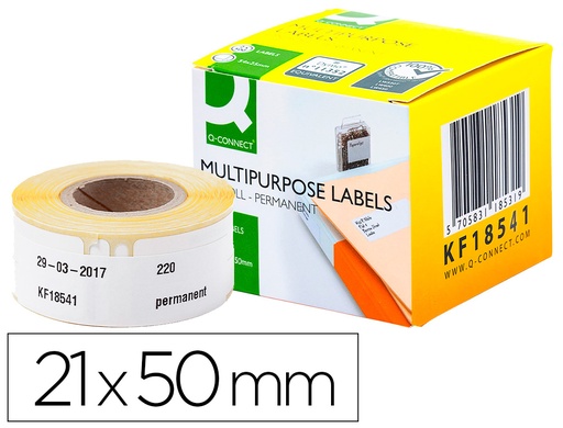 [63385] Etiqueta adhesiva q-connect kf18541 compatible dymo 99017 tamaño 50x12 mm caja con 220 etiquetas