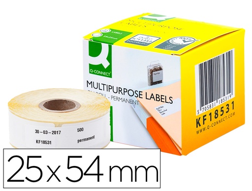 [63375] Etiqueta adhesiva permanente q-connect kf18531 compatible dymo 11352 tamaño 54x25 mm caja con 500 etiquetas