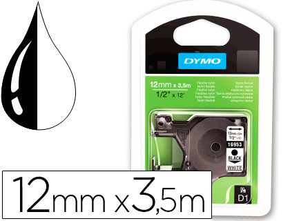 [59396] Cinta dymo negro blanco 12mm x3,5 mt d1 nylon