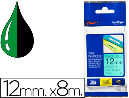 [26821] Cinta brother tze-731 verde-negro 12mm longitud 8 mt