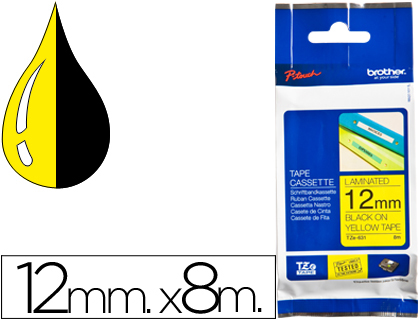 [26820] Cinta brother tze631 amarillo-negro 12mm longitud 8 mt