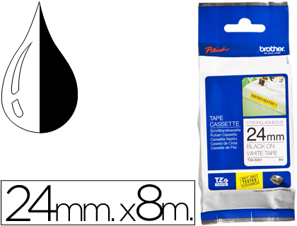 [46877] Cinta brother tzes251 blanco-negro 24mm longitud 8 mt superadhesiva