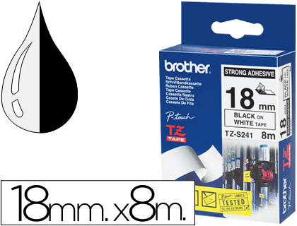 [46876] Cinta brother tzes241 blanco-negro 18mm longitud 8 mt superadhesiva