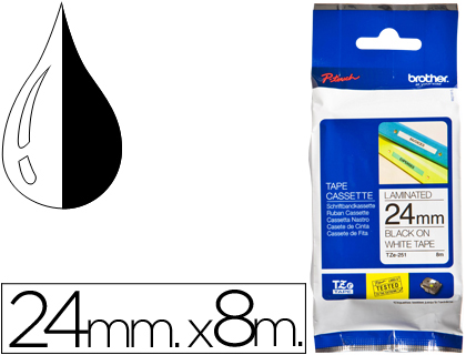 [26815] Cinta brother tze-251 blanco-negro 24mm longitud 8 mt