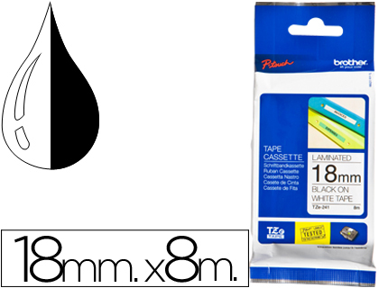 [26814] Cinta brother tze241 blanco-negro 18mm longitud 8 mt