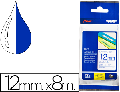 [26813] Cinta brother tze233 blanco-azul 12mm longitud 8 mt