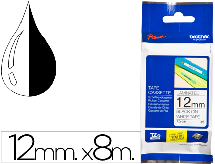 [26812] Cinta brother tze-231 blanco-negro 12mm longitud 8 mt