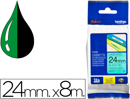 [44466] Cinta brother tze751 verde-negro 24mm longitud 8 mt