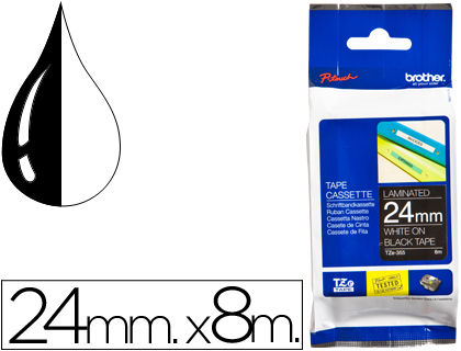 [44459] Cinta brother tze-355 negro-blanco 24mm longitud 8mt
