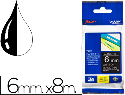 [44456] Cinta brother tze315 negro-blanco 6mm longitud 8mt