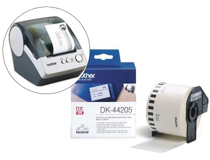 [42847] Etiqueta brother dk44205 cinta papel continuo adhesiva removible blanca 62x30,48 mt