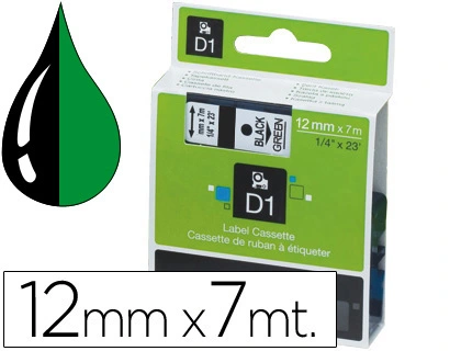 [18607] Cinta dymo 1000 negro-verde 12mm x 7mt d1