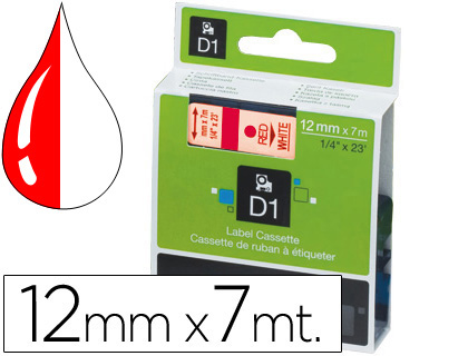 [18600] Cinta dymo 1000 rojo-blanco 12mm x 7mt d1