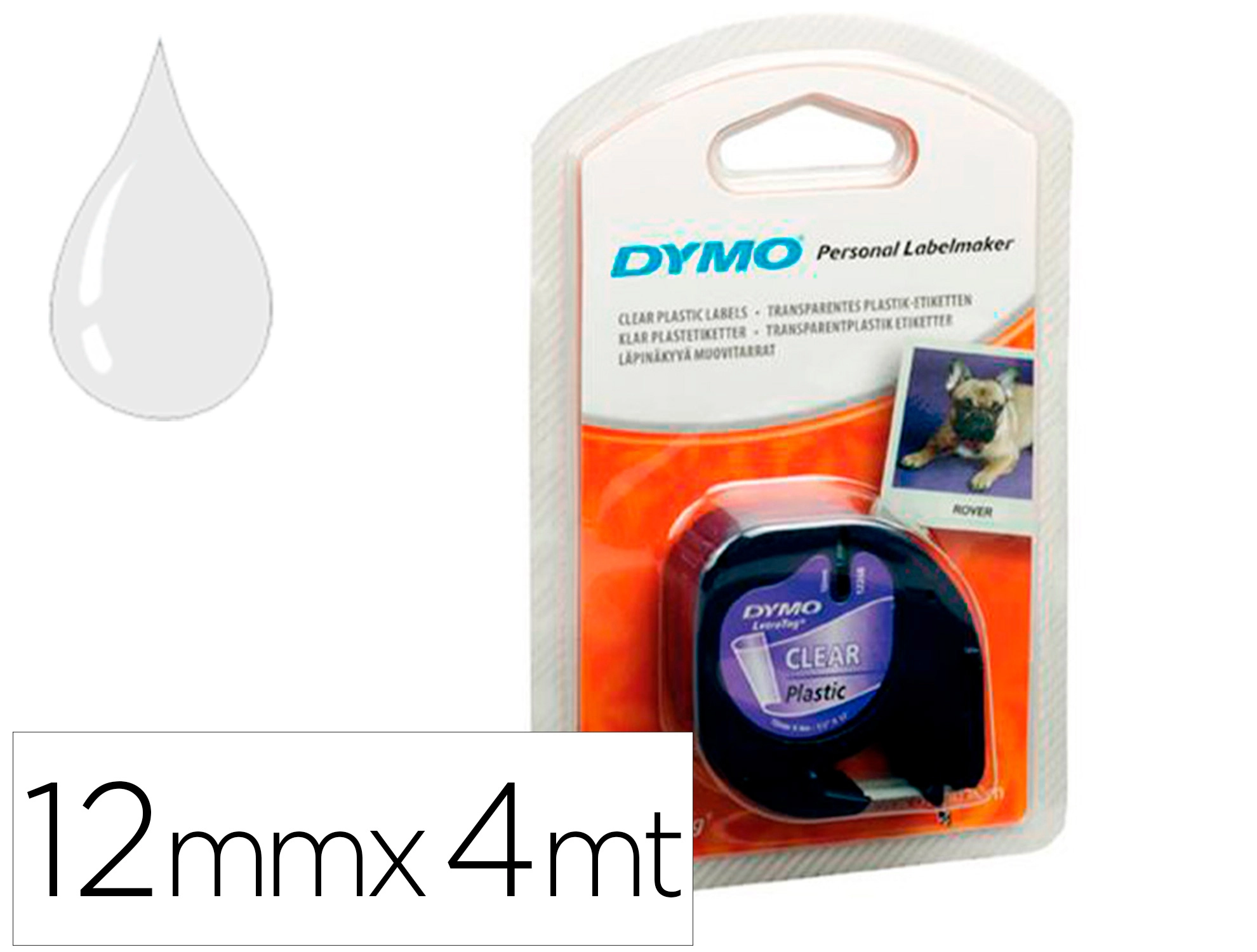[36597] Cinta dymo 12mm x 4mt transparente para maquina letratag