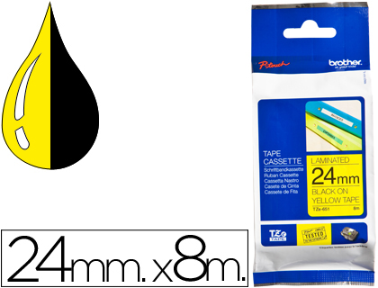 [96260] Cinta brother tze651 amarillo/negro 24mm longitud de 8mts