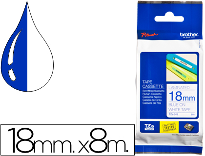 [93969] Cinta brother tze243 laminada azul-blanco 18 mm 8mts