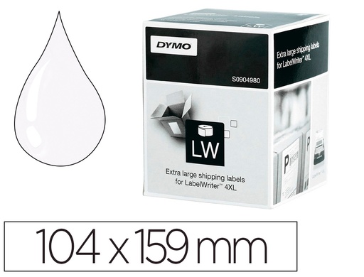 [163335] Etiqueta adhesiva dymo labelwriter para envio 104x159 mm blanca para impresoras 4xl/5xl rollo de 220 unidades