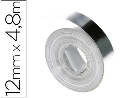 [74420] Cinta dymo aluminio 12mm x 4,8mt sin adhesivo para rotuladora