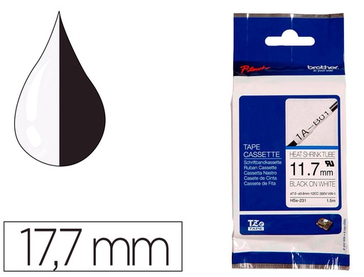 [162492] Cinta brother hse 231 termoretractible 11,7 mm negro/blanco
