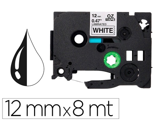 [156252] Cinta q-connect tze-231 blanco-negro 12mm longitud 8 mt