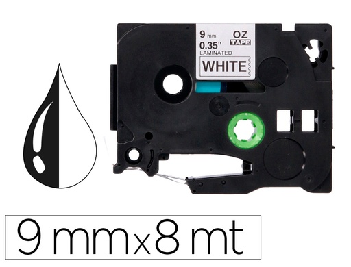[156251] Cinta q-connect tze-221 blanco-negro 9mm longitud 8 mt