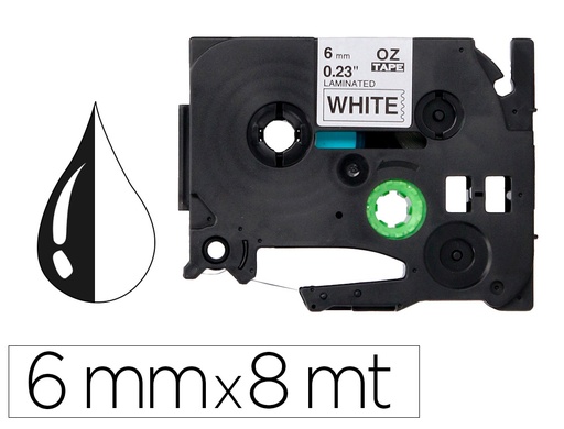 [156250] Cinta q-connect tze-211 blanco-negro 6mm longitud 8 mt