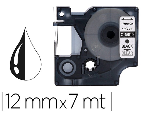 [156246] Cinta q-connect negro-transparente 12mm x 7mt dymo
