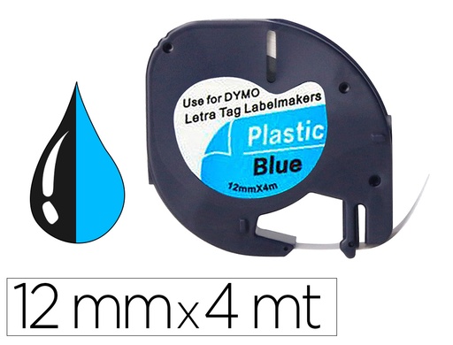 [156244] Cinta q-connect 12mm x 4mt negro-ultra azul para maquina letratag