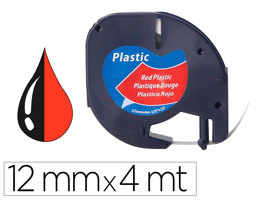 [156243] Cinta q-connect 12mm x 4mt negro-rojo cosmico para maquina letratag