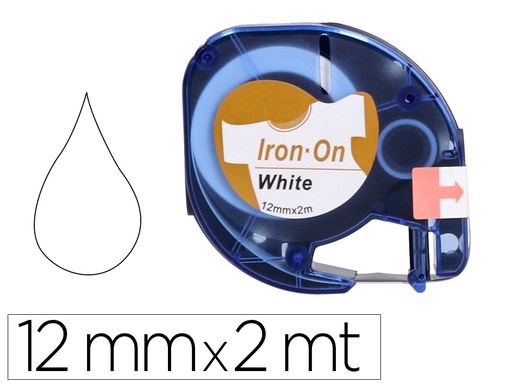 [156240] Cinta q-connect 12mm x 2mt negro-blanco para ropa para maquina letratag
