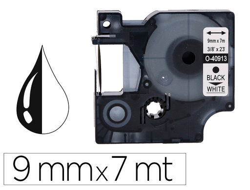[156239] Cinta q-connect 1000 negro-blanco 9 mm x 7mt dymo