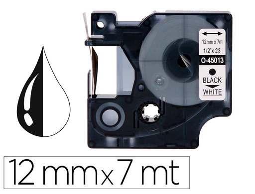 [156238] Cinta q-connect 1000 negro-blanco 12mm x 7mt dymo