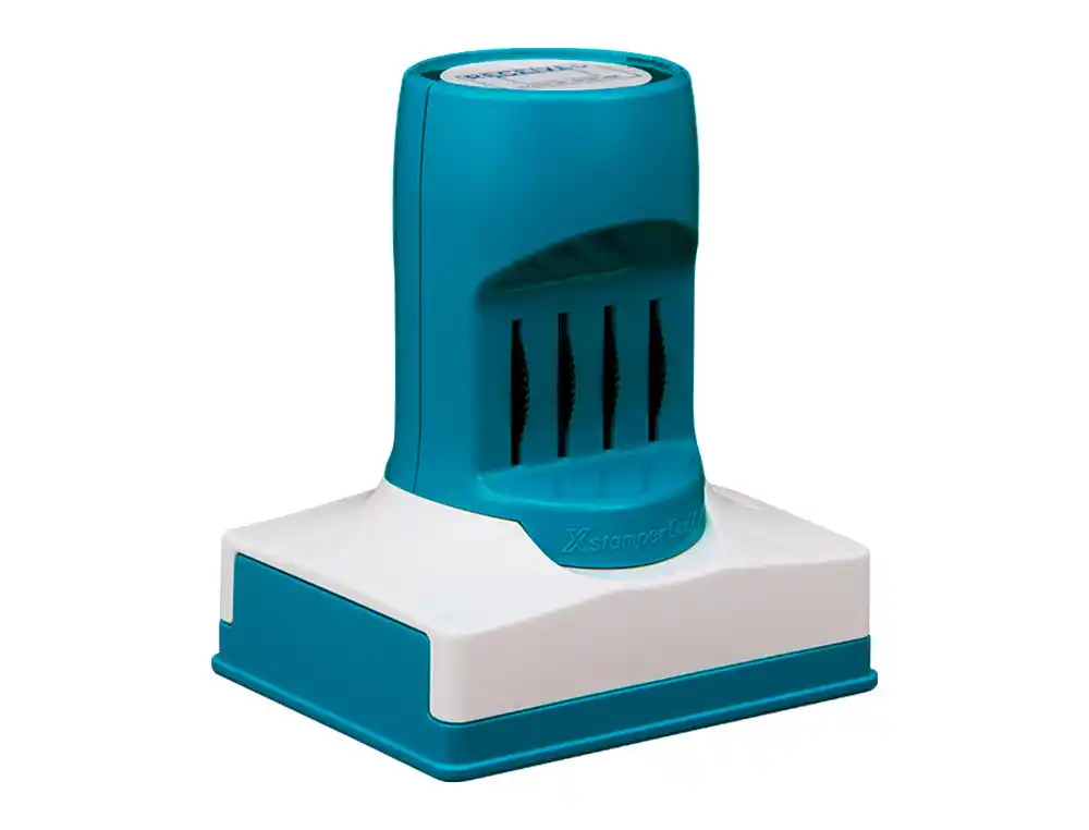 [171664] Sello x stamper quix personalizable con fechador color negro 34x54 mm q82