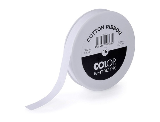 [170765] Cinta algodon colop ancho 15 mm para impresora e-mark rollo de 25 mt