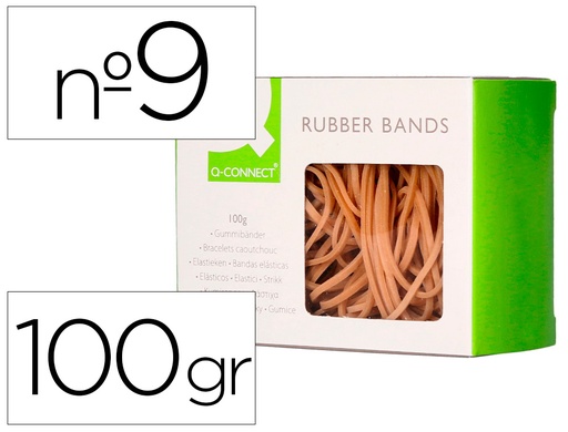 [54314] Gomillas elasticas q-connect 100 gr numero 9 90 x 2 mm