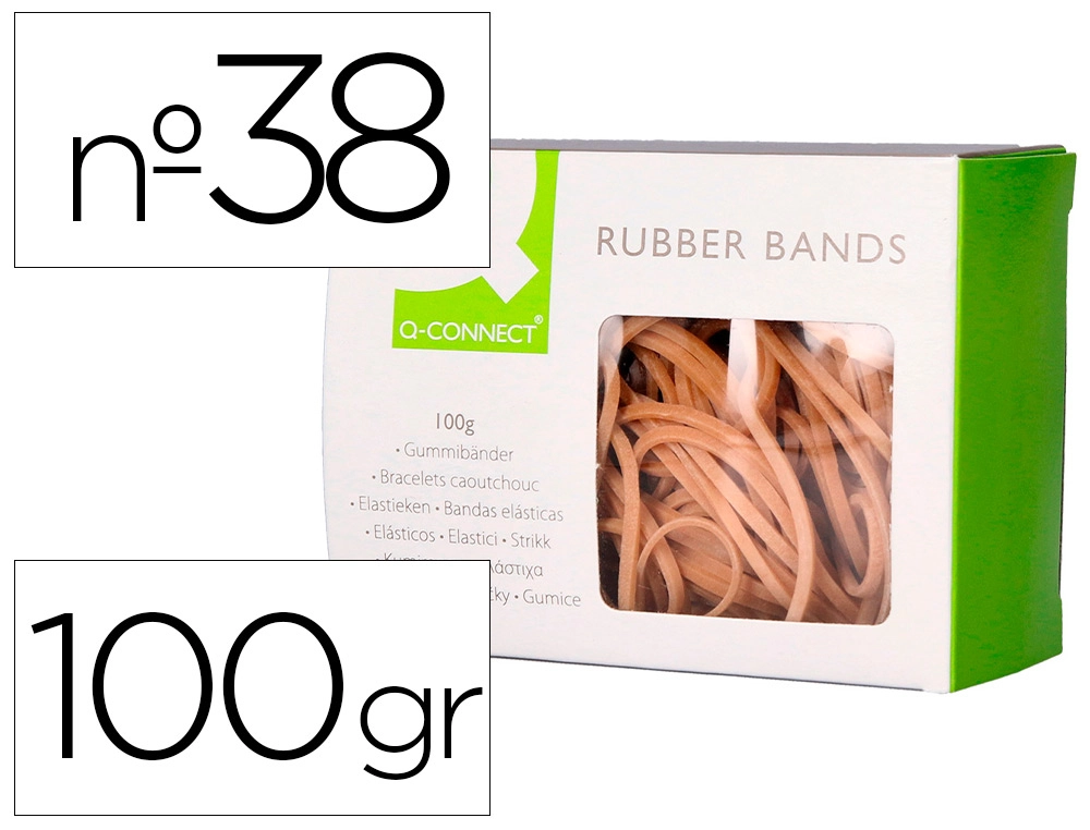 [154523] Gomillas elasticas q-connect 100 gr 150x3 mm numero 38